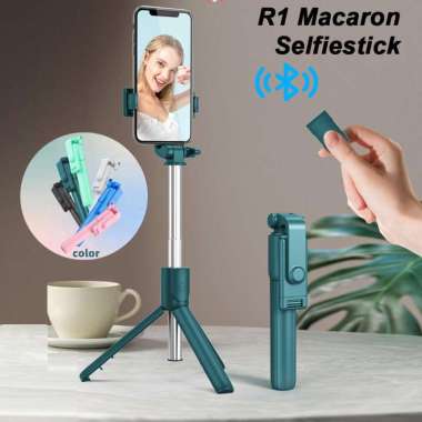 Tongsis Bluetooth Macaron R1 Selfie Stick 3in1