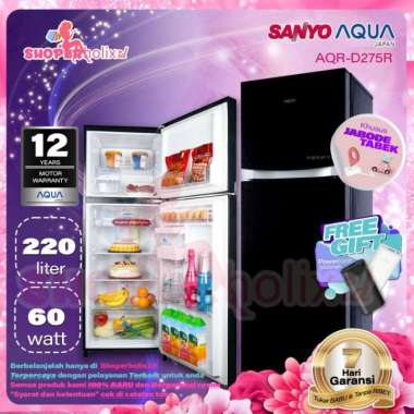 Aqua Japan AQR-D275R-BK Kulkas 2 Pintu No Frost [220 L]