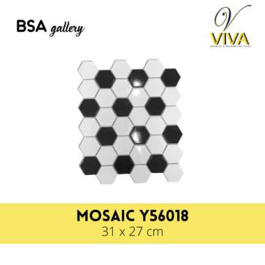MOSAIC KERAMIK DINDING HEXAGONAL HITAM PUTIH / BACKSPLASH TILE DAPUR