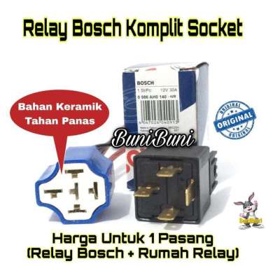 Bosch Relay Bosch Original Kaki 4 12V Komplit Rumah / Socket Relay Keramik