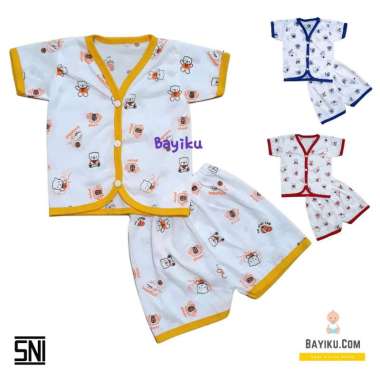 FIYELI [3 Set] Baju Bayi Perempuan Laki Newborn Baru Lahir 0-6 Bulan Setelan Lengan Celana Pendek SN