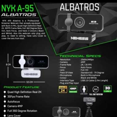 NYK ALBATROS A95 / A95 / A-95 Quad High Definition Gaming Webcam - Hitam ORIGINAL 100 % Multicolor