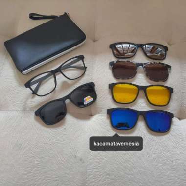 Kacamata Klip On Polarized Magnet 5 Lensa Vernesia 2201 Clip on Pria Wanita