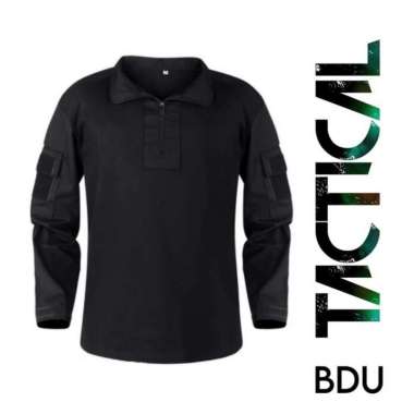 Baju kemeja BDU abu-abu/ hijau/hitam/krem. Baju Bdu tactical Hitam - L