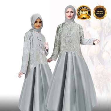 Baju Muslim Gamis Brokat Couple Muslimah Baju Pesta AGNES MARYAM MAXI DRESS COUPLE BROKAT PREMIUM OR