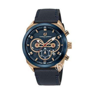 Charles Jourdan Chronograph Jam Tangan Pria [CJ1082-1582C/ Original] Blue Rose Gold