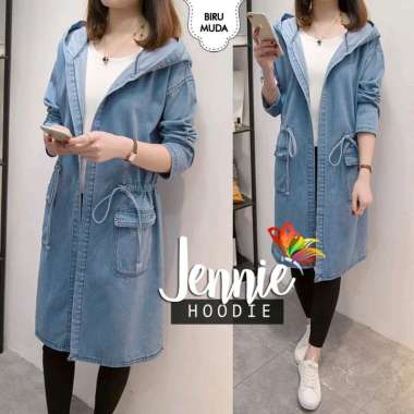 OUTER HOODIE JEANS WASHED FASHION CEWEK KOREA JENNIE JEANS DENIM TEBAL KARDIGAN Levis kardigan Korea