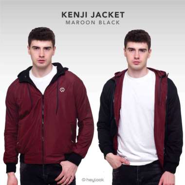 HEYLOOK Official - Jaket Parasut Pria Bolak Balik Jaket Kenji Motor Pria Hodie Bisa Dilepas Maroon B
