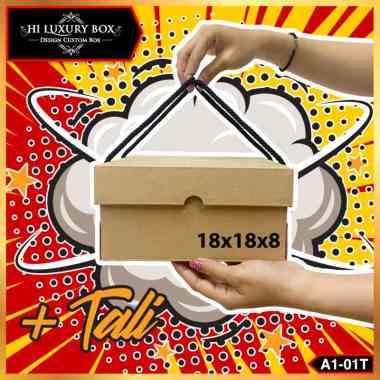 Kotak Kue | Kotak Kardus Kraft | Box Packaging Polos (18x18x8) A1-01T