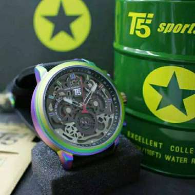 ORIGINAL Jam Tangan Pria T5 H3624 leather chronograph free box Rainbow