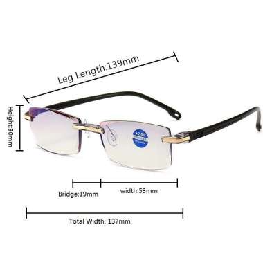 KACAMATA BACA FRAMELESS PLUS+1 PRIA WANITA KOMPUTER PRESBI0-Black Gold