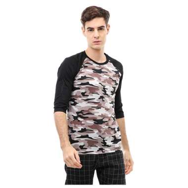 Hamlin Jack T-Shirt Atasan Kasual Kaos Reglan Pria Lengan 3/4 Motif Loreng Material Cotton ORIGINAL 
