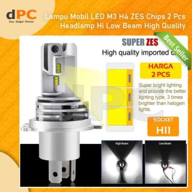 Lampu Mobil LED M3 H4 ZES Chips 2 Pcs Headlamp Hi Low Beam 100 % ORIGINAL Multicolor