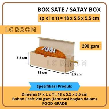 Paper Box Sate Taichan Telur Gulung Kotak Cemilan Dus Sosis Bakar 18 x 5.5 x 5.5 cm Kemasan Makanan 
