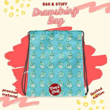 TAS SEKOLAH ANAK - 1 BUAH DRAWSTRING TAS SERUT BAG&STUFF MOTIF KARAKTER ANAK PEREMPUAN WANITA MOTIF 