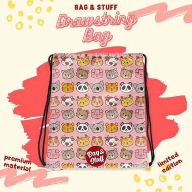 TAS SEKOLAH ANAK - 1 BUAH DRAWSTRING TAS SERUT BAG&STUFF MOTIF KARAKTER ANAK PEREMPUAN WANITA MOTIF 