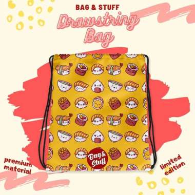 TAS SEKOLAH ANAK - 1 BUAH DRAWSTRING TAS SERUT BAG&STUFF MOTIF KARAKTER ANAK PEREMPUAN WANITA MOTIF 