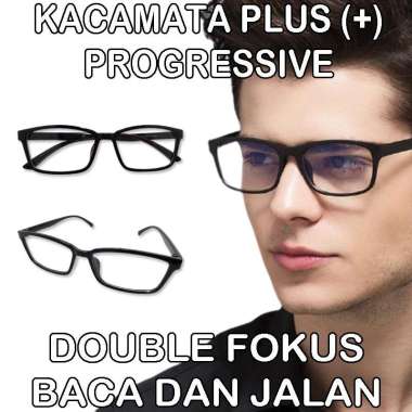 Kacamata Plus (+) 2 Fungsi / Progresif Pria Wanita dari +1.00 s/d +3.00 Kacamata Baca / Kacamata New