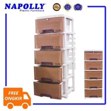 Lemari Plastik LACI Napolly Container Rotan 5 Susun CONTAN BB 500 K1 FC MURAH SURABAYA Pink