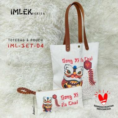 Dewani Tote Bag Set Canvas & Pouch IML-S04 Tas Kanvas Seri Imlek