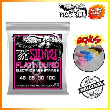 Senar Bass Electric Ernie Ball Flatwound Strings 45 100 Original