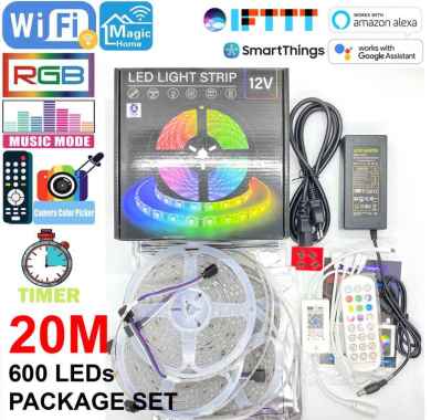 TRIPLEDI LED Strip 20 Meter RGB 5050 Waterproof IP65 Smart Lighting Alexa Google Home Wifi Bluetooth