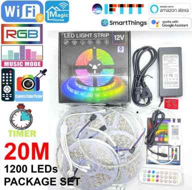 TRIPLEDI LED Strip 20 Meter RGB 5050 Waterproof IP65 Smart Lighting Alexa Google Home Wifi Bluetooth