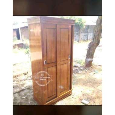 Furniture Jepara Lemari pakaian sliding 2 pintu bahan kayu jati