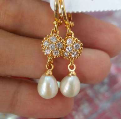Anting Panjang Untuk Wanita Mutiara Air Tawar Asli Lombok NTB