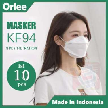 Masker KF94 KF 94 Orlee 4ply earloop Merah Red Embos Kemenkes isi 10 Putih