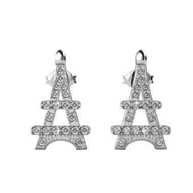 Paris Cross Earrings - Anting Crystal by Her Jewellery - White
