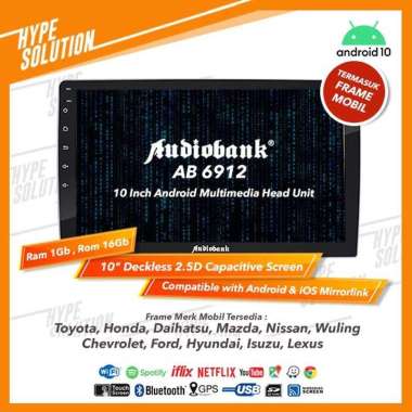 Audiobank AB 6912 Headunit Android 10 Inchi Xtrail 2014 Black