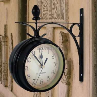 Jam Dinding Tembok Dua Sisi Ganda Vintage Kuno Antik Retro
