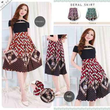 Evercloth Geral Rok Batik Wanita Selutut Bawahan Batik Perempuan Rok PURPLE