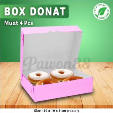 Kotak Dus Box DONAT PINK Isi 4 (20 pcs)