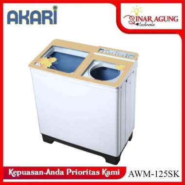 AKARI MESIN CUCI 2 TABUNG AWM -125SK / AWM125SK TEMPERED GLASS 12 KG