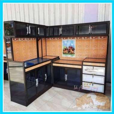 Kitchen Set Minimalis / Rak Dapur Besar Mebel Alumunium Kaca