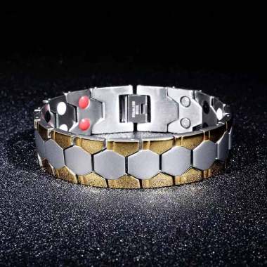 OEM Titanium Terapi Magnet Gelang Kesehatan Pria Gold Silver
