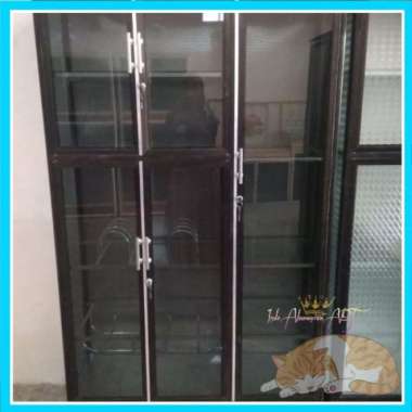 Lemari Dapur Lemari Rak Piring Besar Minimalis Pintu 3 Alumunium Kaca