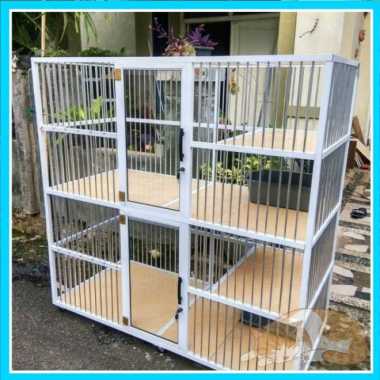 Kandang Kucing 2 Kamar Bahan Aluminium Tingkat 2 Kekinian Murah