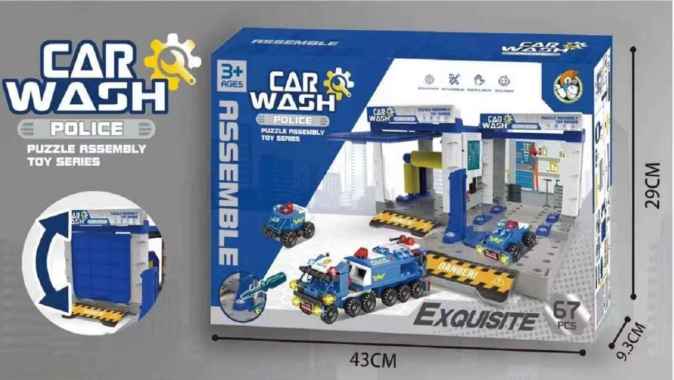 SK-M217 Mainan Mobil Mobilan Car Wash DIY Mobil Pemadam Kebakaran Mainan Bongkar Pasang Anak Dengan 