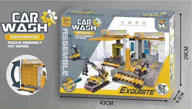 SK-M217 Mainan Mobil Mobilan Car Wash DIY Mobil Pemadam Kebakaran Mainan Bongkar Pasang Anak Dengan 