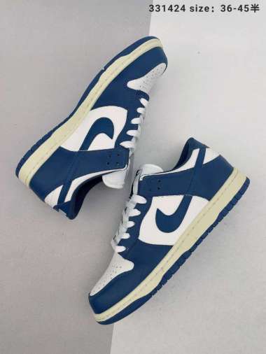 nike dunk low navy and white