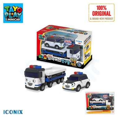 Iconix Tayo The Little Bus Play Minicar Bus Set Police Car And Lift Truck TYT121001 Korean Toys Anim