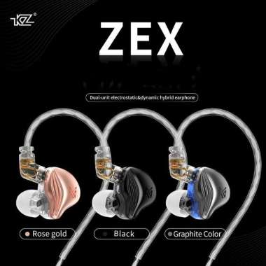 KZ ZEX Electrostatic DD Stereo Earphone WITH MIC Alt ZSN PRO DQ6 Black
