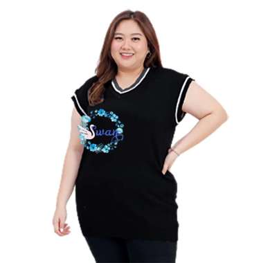 Rompi Korea Wanita Big Size 3XL LD 130 cm Nathaniya Jumbo Size - Swan Fashion XXXL Hitam