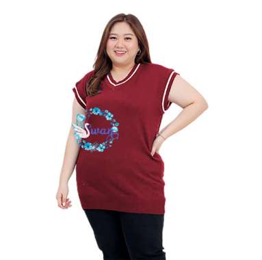 Rompi Korea Wanita Big Size 3XL LD 130 cm Nathaniya Jumbo Size - Swan Fashion XXXL Maroon