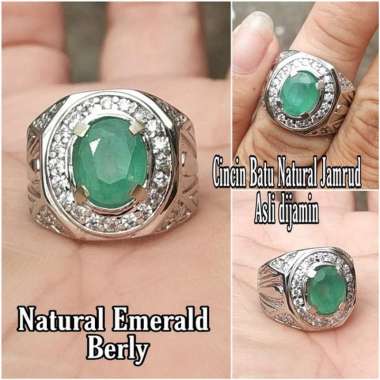 CINCIN BATU PERMATA NATURAL JAMRUD EMERALD BERLY FREE MEMO ORIGINAL