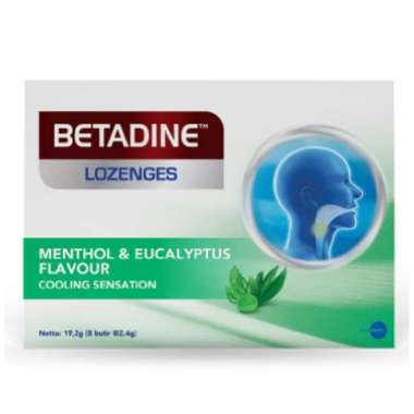 Betadine Sore Throat Lozenges Menthol & Eucalyptus Isi 8 Butir - Betadine Permen Untuk Membantu Mele