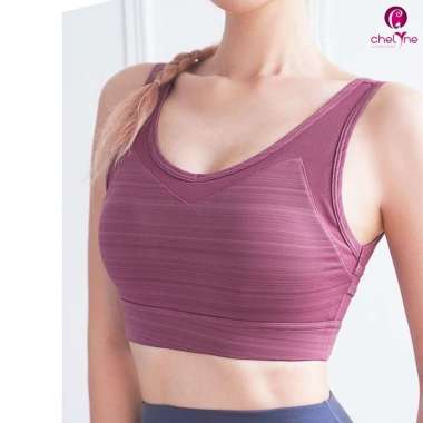 Chelyne Atasan Sport Bra T6088 BH Sport Olahraga Premium Fashion Design XL Grape